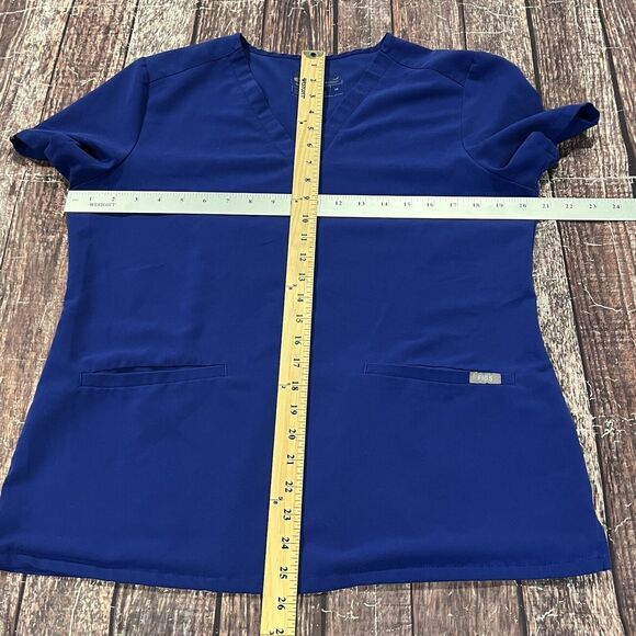 Figs‎ Technical Collection Blue Casma Scrub Top Women Pockets Rayon Size Medium - Picture 5 of 5